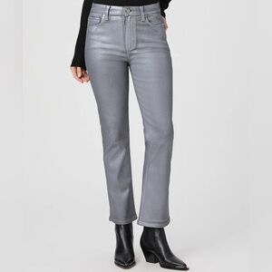 Paige Claudine Silver Shimmer Luxe Coating Metallic Coated Jeans Size 26 Ankle